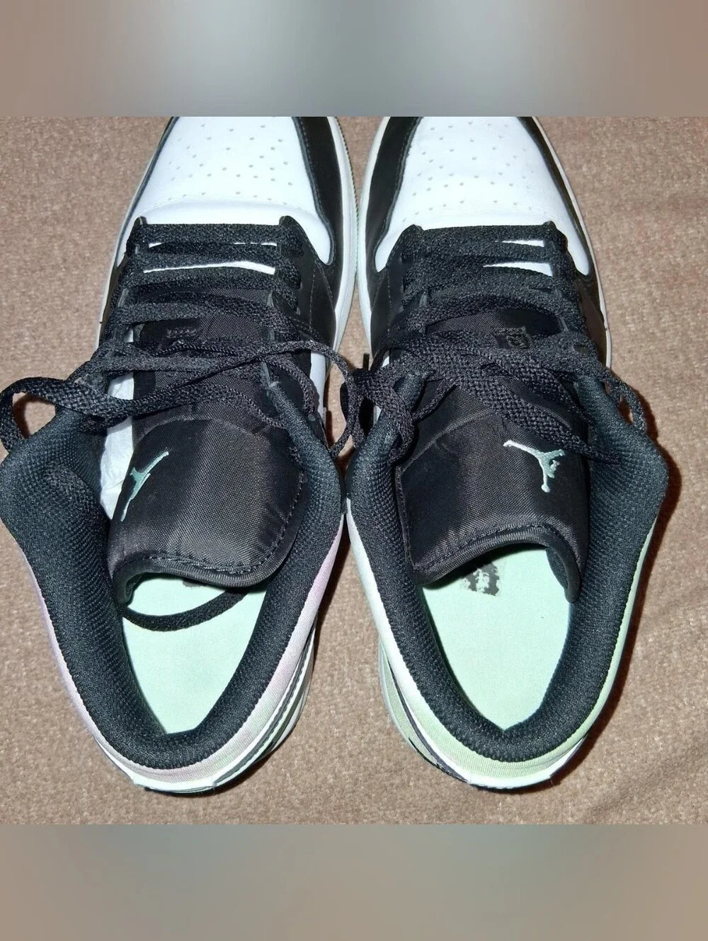 Jordan Men's Low Top Sneakers in Black, White & Mint